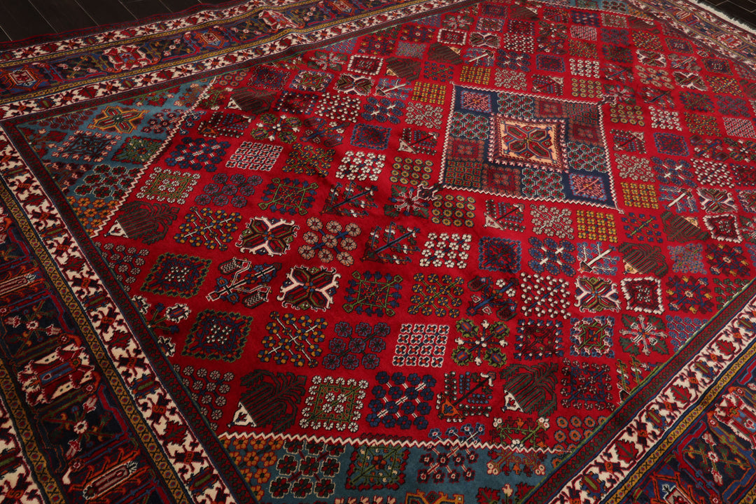 8x12 Red, Navy, Ivory Color Hand Knotted Joshegan Wool Traditional Oriental Rug