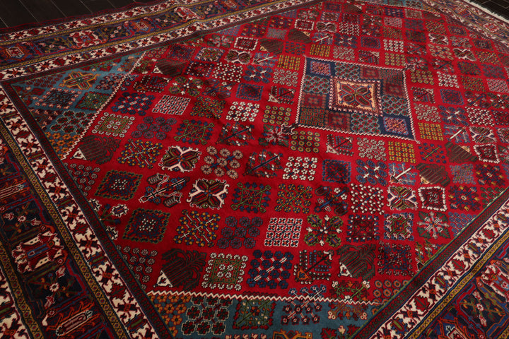 8x12 Red, Navy, Ivory Color Hand Knotted Joshegan Wool Traditional Oriental Rug