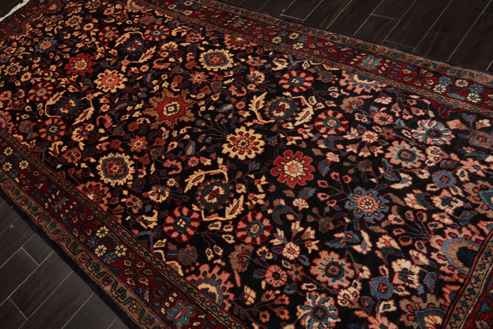 5x11 Midnight Blue, Rust, Ivory Color Hand Knotted Malayer Wool Traditional Oriental Rug