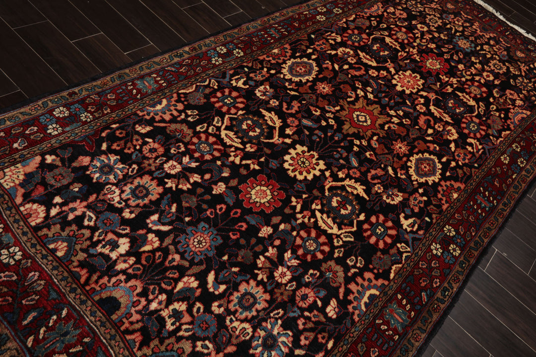 5x11 Midnight Blue, Rust, Ivory Color Hand Knotted Malayer Wool Traditional Oriental Rug
