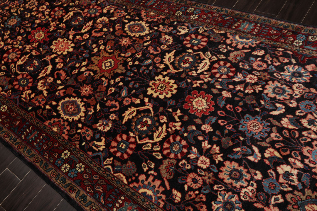 5x11 Midnight Blue, Rust, Ivory Color Hand Knotted Malayer Wool Traditional Oriental Rug