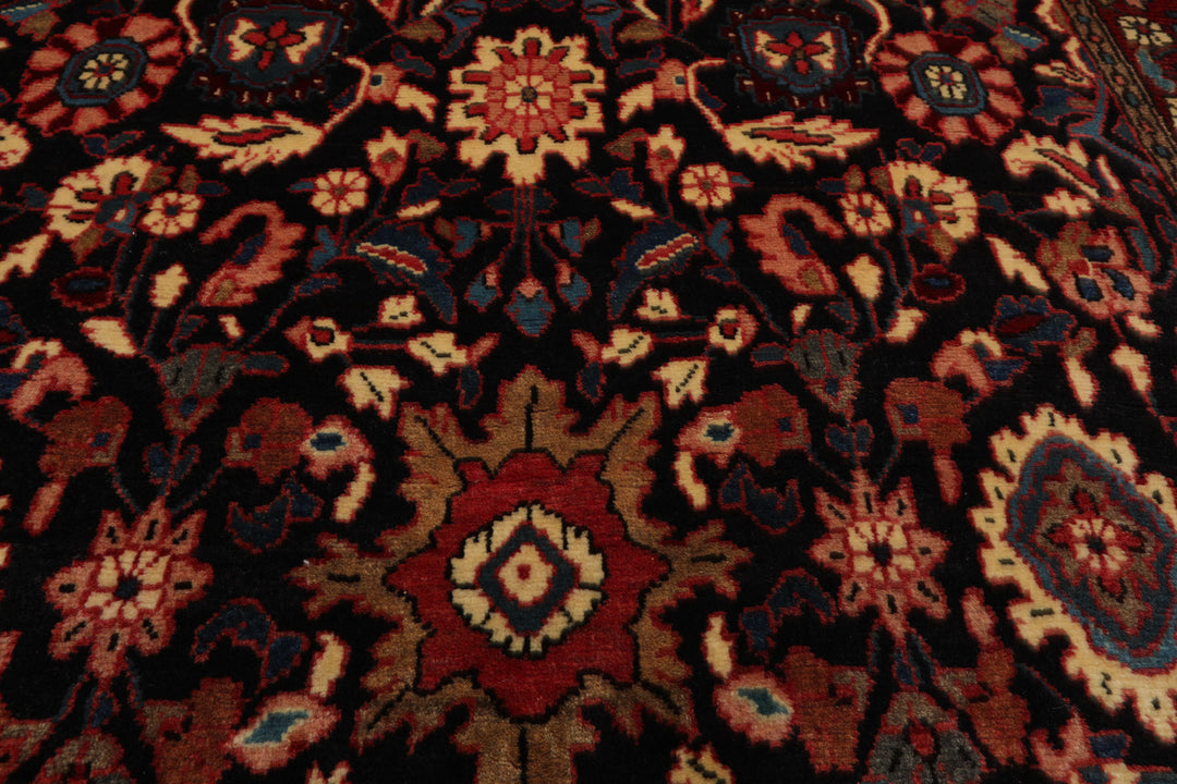 5x11 Midnight Blue, Rust, Ivory Color Hand Knotted Malayer Wool Traditional Oriental Rug