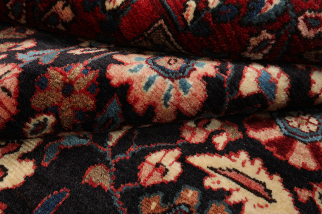 5x11 Midnight Blue, Rust, Ivory Color Hand Knotted Malayer Wool Traditional Oriental Rug