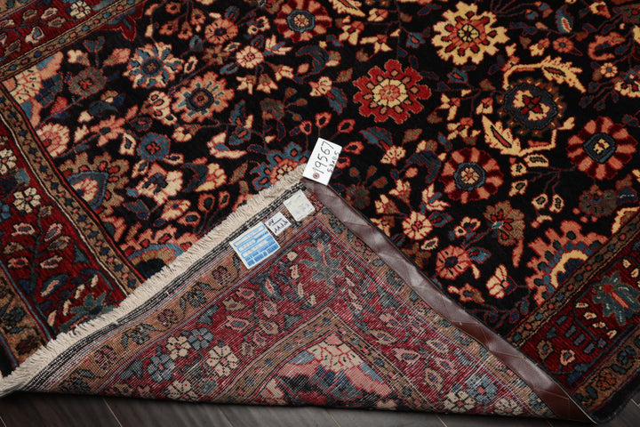 5x11 Midnight Blue, Rust, Ivory Color Hand Knotted Malayer Wool Traditional Oriental Rug