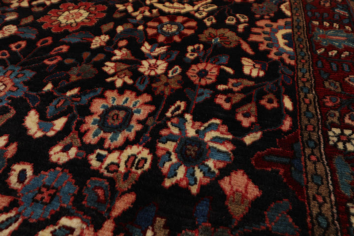 5x11 Midnight Blue, Rust, Ivory Color Hand Knotted Malayer Wool Traditional Oriental Rug