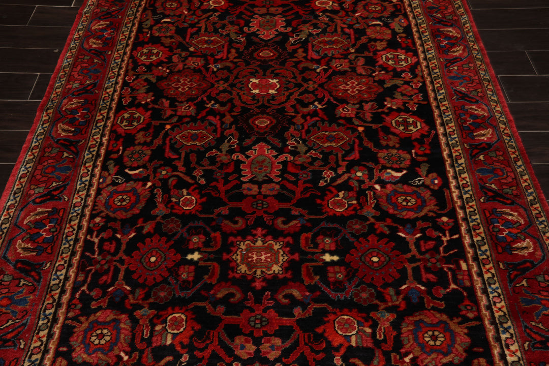 5x10 Midnight Blue, Red, Rust Color Hand Knotted Malayer Wool Traditional Oriental Rug