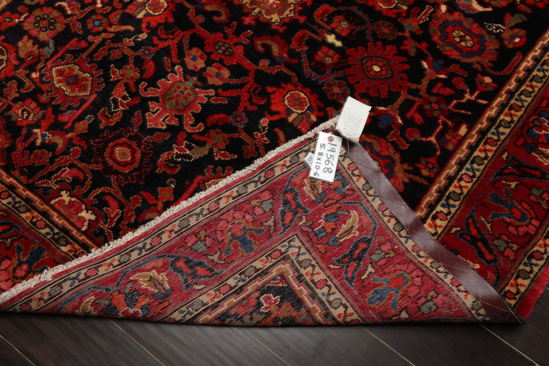 5x10 Midnight Blue, Red, Rust Color Hand Knotted Malayer Wool Traditional Oriental Rug