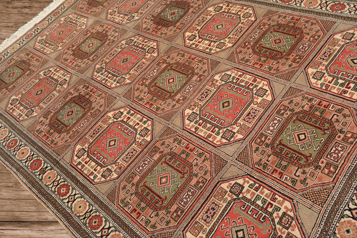 6x10 Blush, Rose, Ivory Color Hand Knotted Shirvan Wool Tribal Oriental Rug