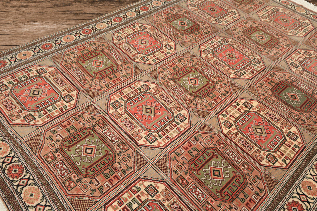 6x10 Blush, Rose, Ivory Color Hand Knotted Shirvan Wool Tribal Oriental Rug