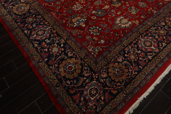 12x16 Red, Orange, Undertone Navy Color Hand Knotted Kerman Wool Traditional Oriental Rug