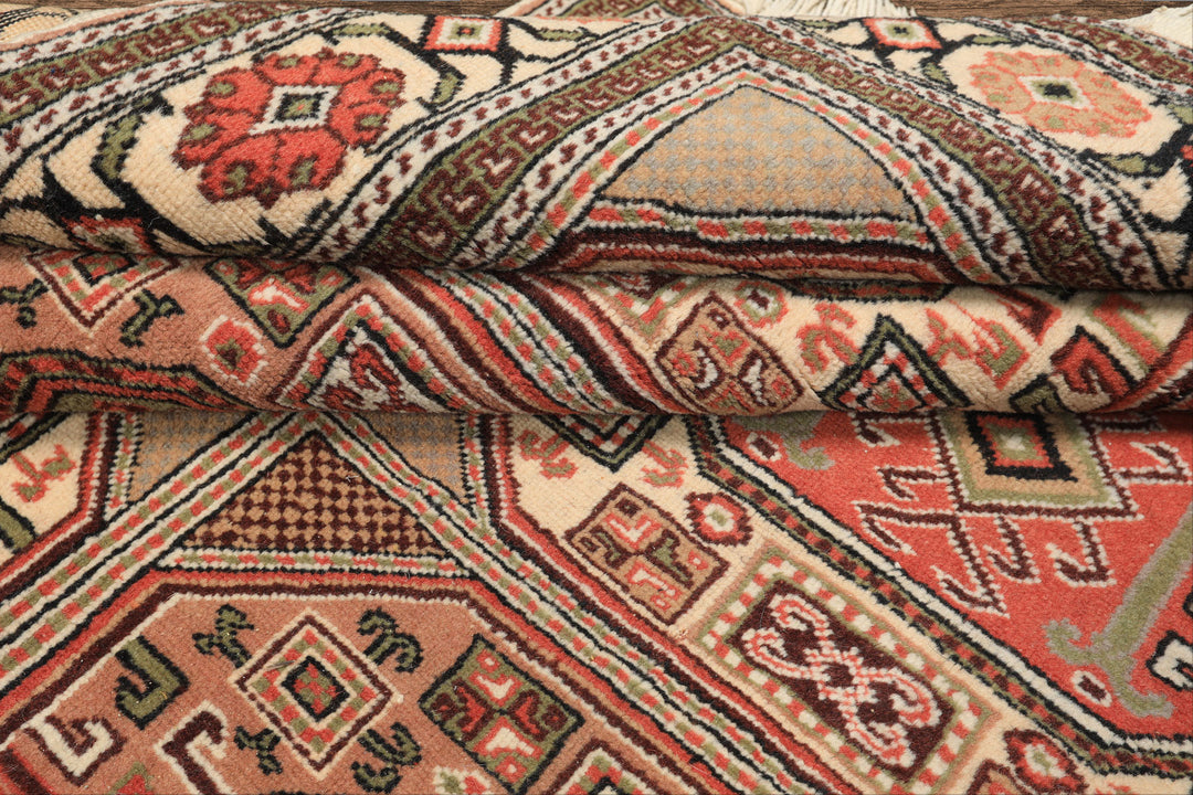 6x10 Blush, Rose, Ivory Color Hand Knotted Shirvan Wool Tribal Oriental Rug