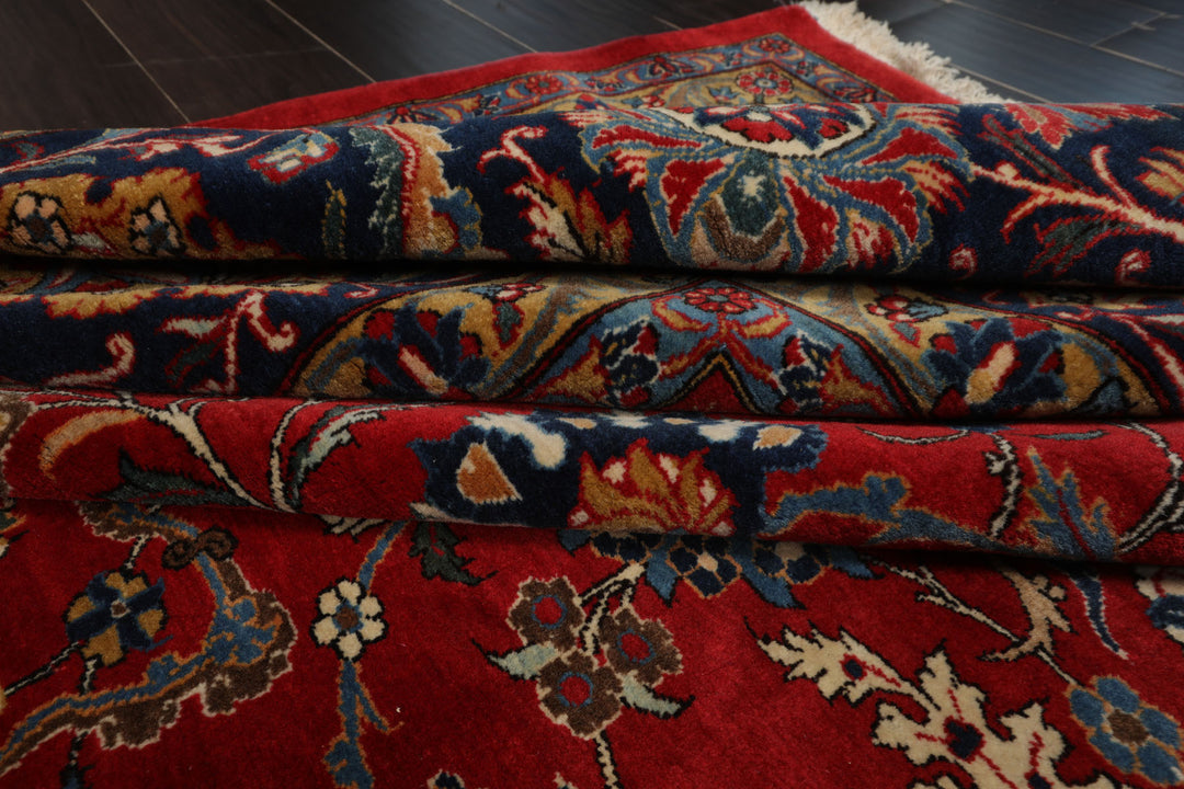 12x16 Red, Orange, Undertone Navy Color Hand Knotted Kerman Wool Traditional Oriental Rug