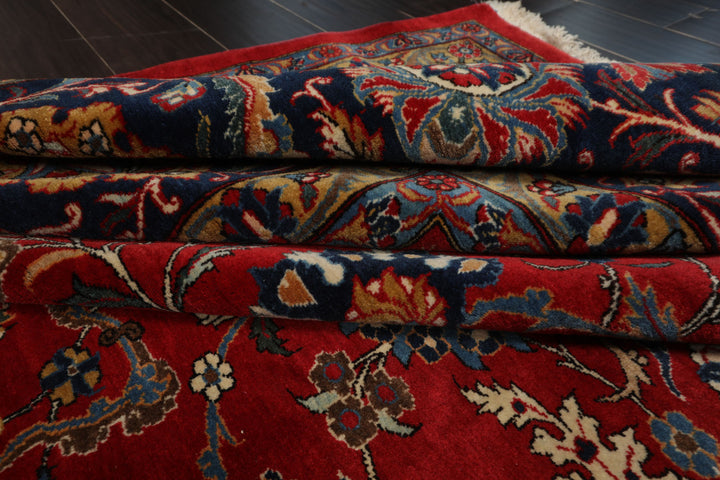 12x16 Red, Orange, Undertone Navy Color Hand Knotted Kerman Wool Traditional Oriental Rug