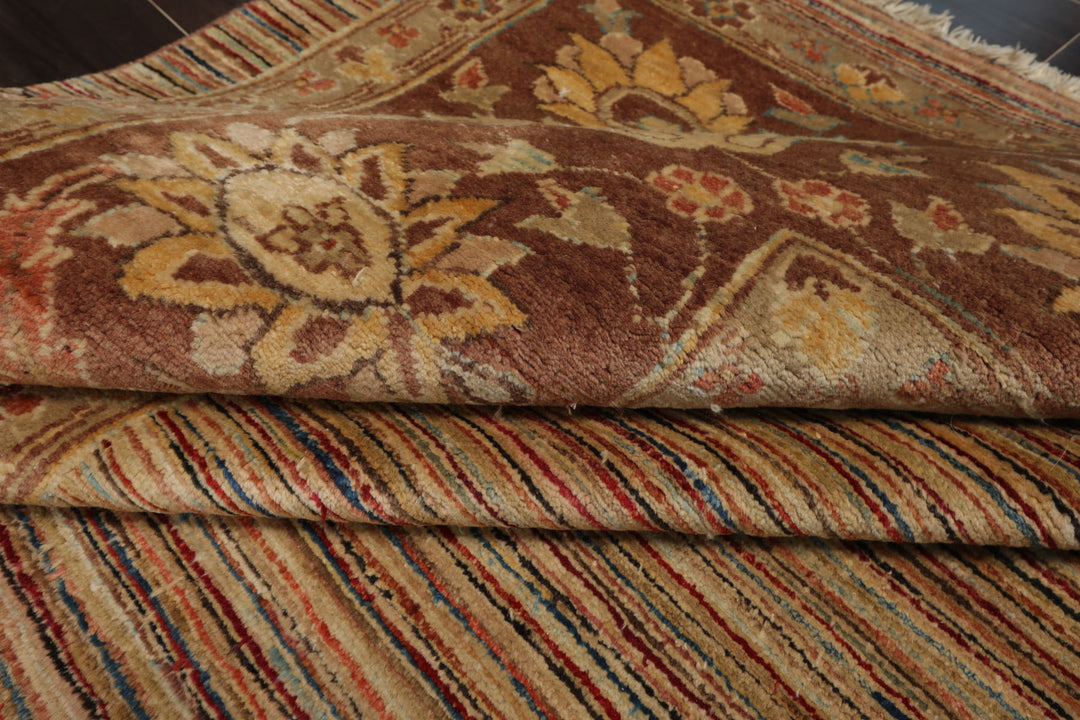 10x13 Beige, Tan, Brown Color Hand Knotted Peshawar Wool Transitional Oriental Rug