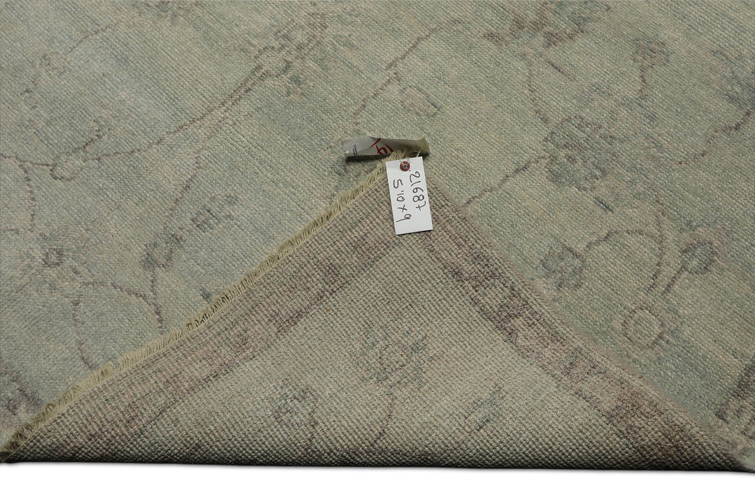 6x9 Seafoam, Taupe, Gray Color Hand Knotted Oushak Wool Transitional Oriental Rug