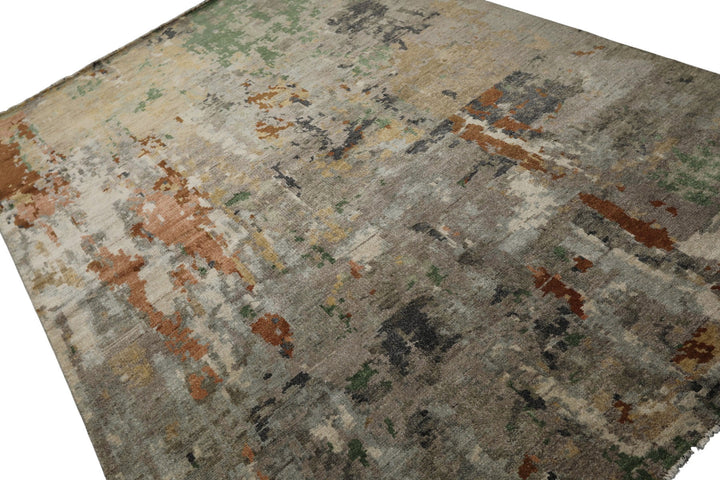 6x9 Gray, Taupe, Brown Color Hand Knotted Sherpa Wool Modern Oriental Rug
