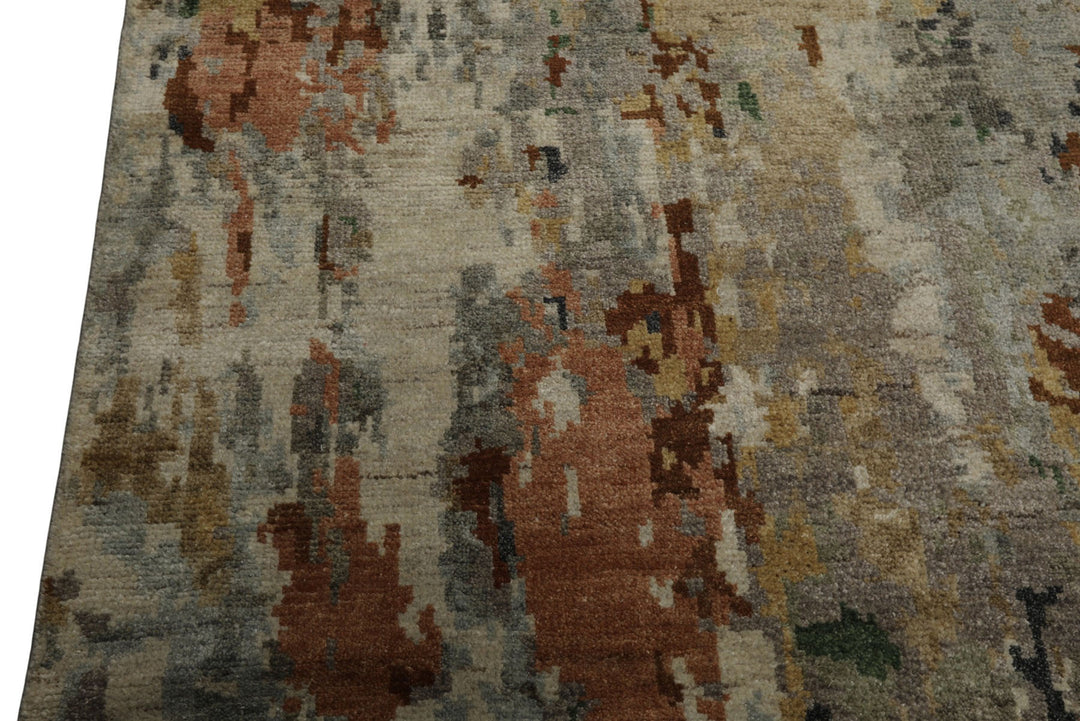 6x9 Gray, Taupe, Brown Color Hand Knotted Sherpa Wool Modern Oriental Rug