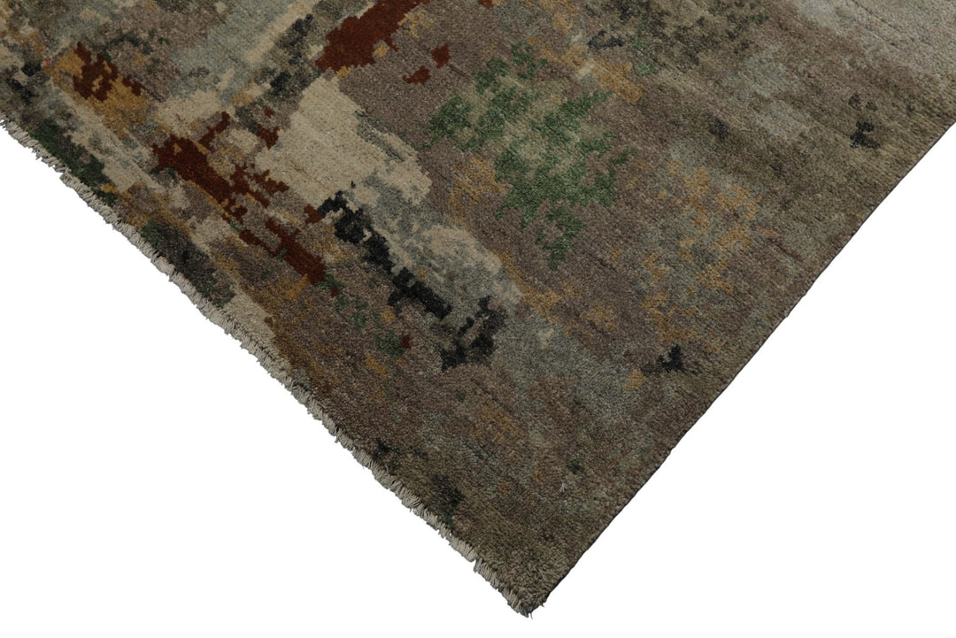 6x9 Gray, Taupe, Brown Color Hand Knotted Sherpa Wool Modern Oriental Rug