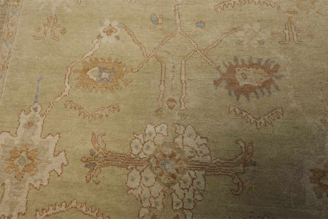 6x9 Beige, Brown, Slate Color Hand Knotted Oushak Wool Traditional Oriental Rug