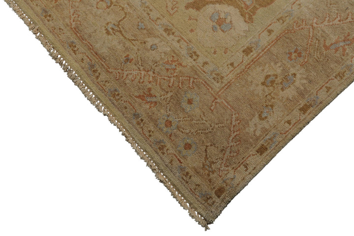 6x9 Beige, Brown, Slate Color Hand Knotted Oushak Wool Traditional Oriental Rug