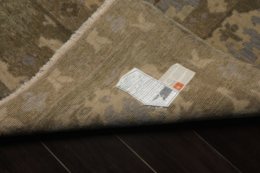 10x14 Beige, Moss, Taupe Color Hand Knotted Oushak Wool Arts & Crafts Oriental Rug