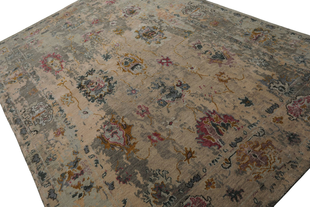 6x9 Taupe, Beige, Gray Color Hand Knotted Sherpa Wool &amp; Bamboo Silk  Oriental Rug