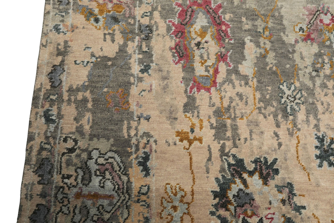 6x9 Taupe, Beige, Gray Color Hand Knotted Sherpa Wool &amp; Bamboo Silk  Oriental Rug