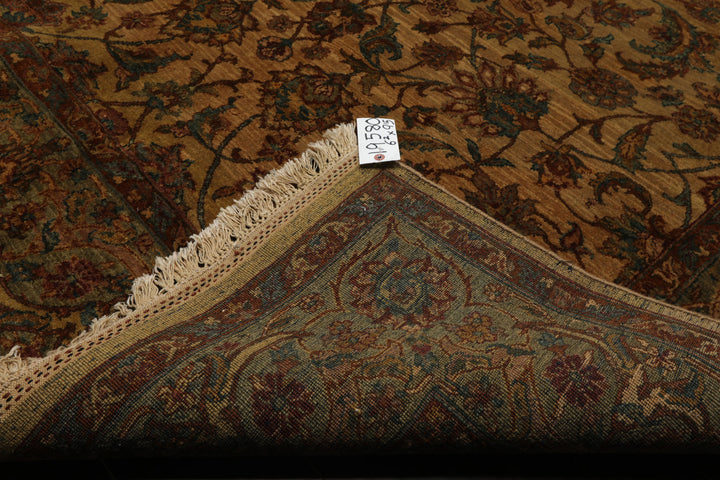 6x9 Gold, Burnt Orange, Sage Color Hand Knotted Agra Wool Botanical Oriental Rug