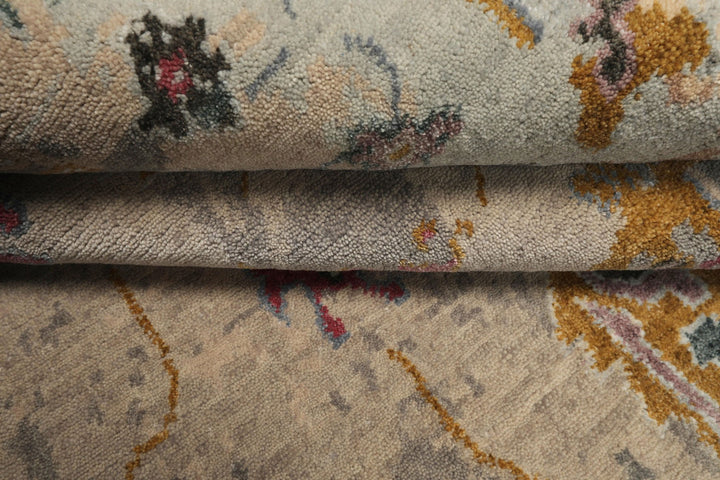 6x9 Taupe, Beige, Gray Color Hand Knotted Sherpa Wool &amp; Bamboo Silk  Oriental Rug