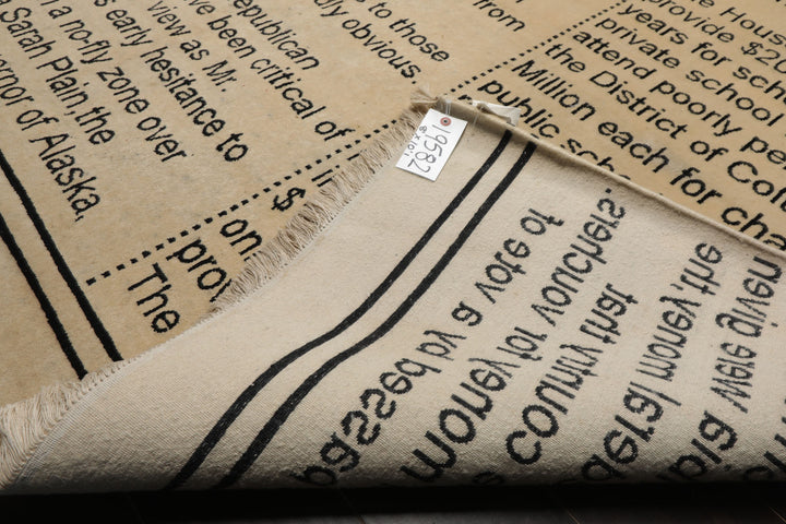 8x10 Ivory, Black, Color Hand Knotted Tibetan Wool  Oriental Rug