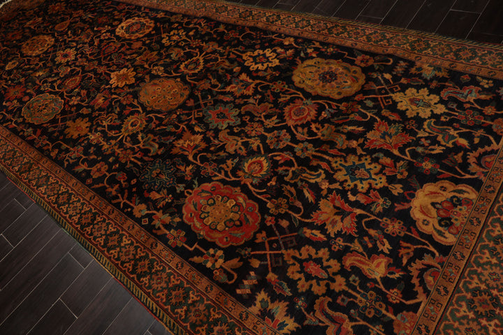 6x15 Dark Blue, Green, Peach Color Hand Knotted Peshawar Wool Traditional Oriental Rug