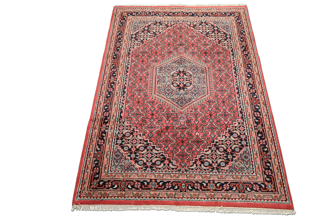 6x9 Rose, Charcoal, Aqua Color Hand Knotted Indo Persian Wool Traditional Oriental Rug