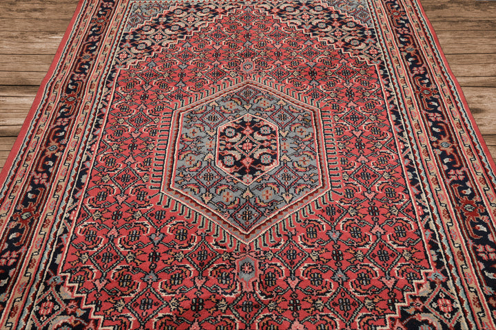 6x9 Rose, Charcoal, Aqua Color Hand Knotted Indo Persian Wool Traditional Oriental Rug