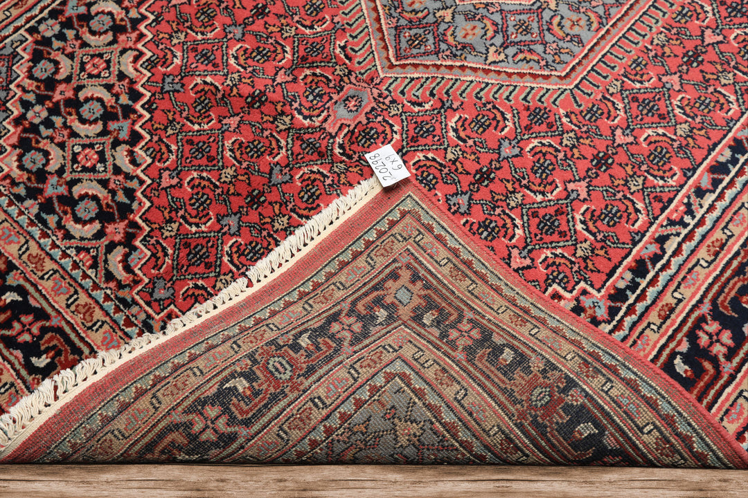 6x9 Rose, Charcoal, Aqua Color Hand Knotted Indo Persian Wool Traditional Oriental Rug