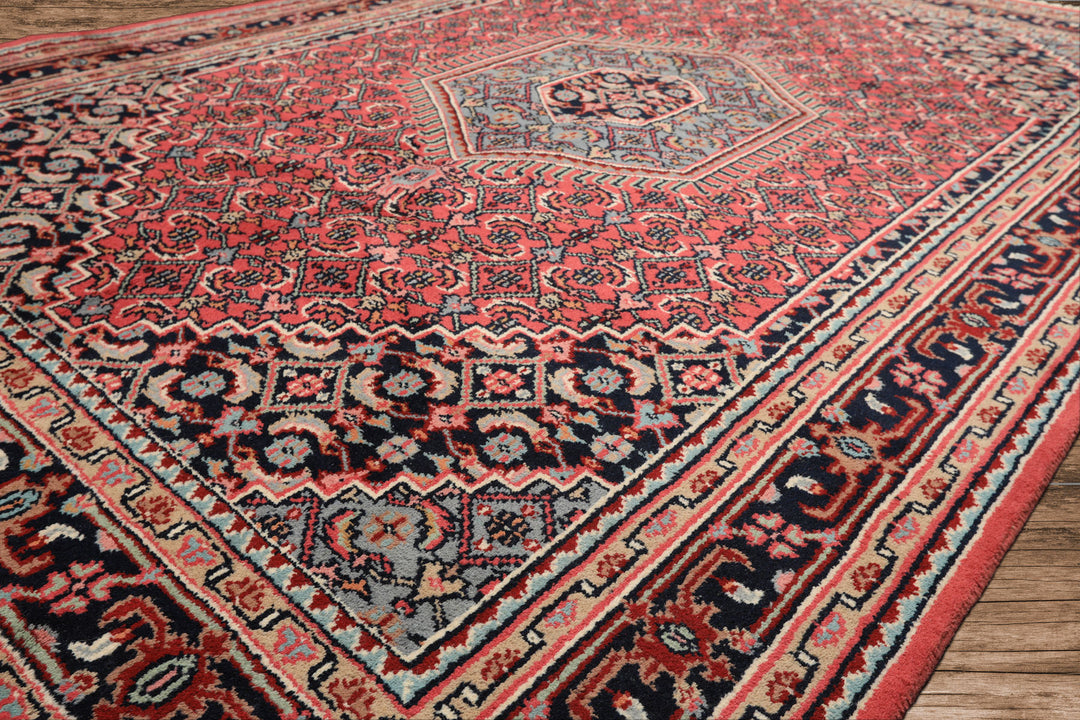 6x9 Rose, Charcoal, Aqua Color Hand Knotted Indo Persian Wool Traditional Oriental Rug