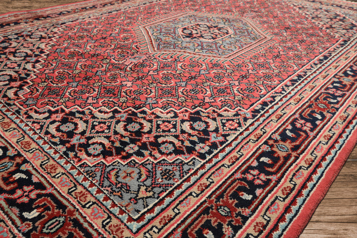 6x9 Rose, Charcoal, Aqua Color Hand Knotted Indo Persian Wool Traditional Oriental Rug