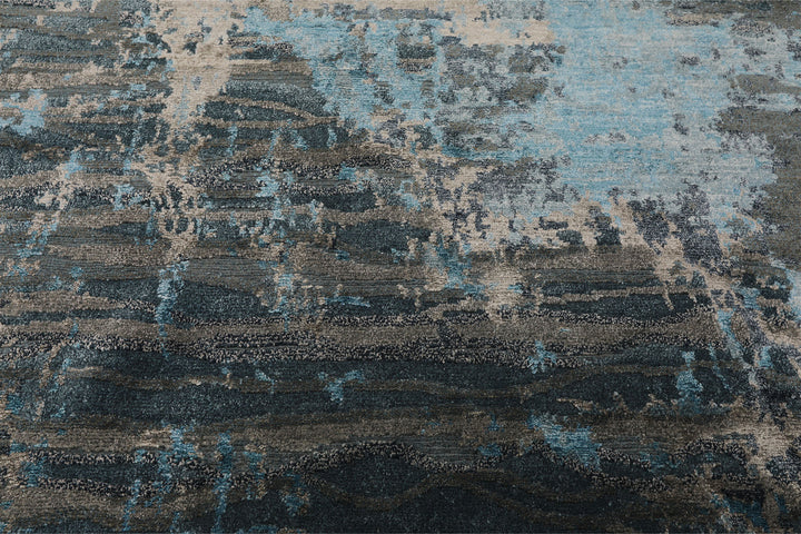 6x9 Teal, Blue, Gray Color Hand Knotted Sherpa Wool / Bamboo Silk  Oriental Rug