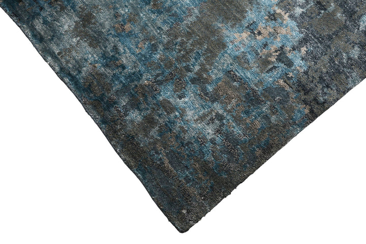 6x9 Teal, Blue, Gray Color Hand Knotted Sherpa Wool / Bamboo Silk  Oriental Rug