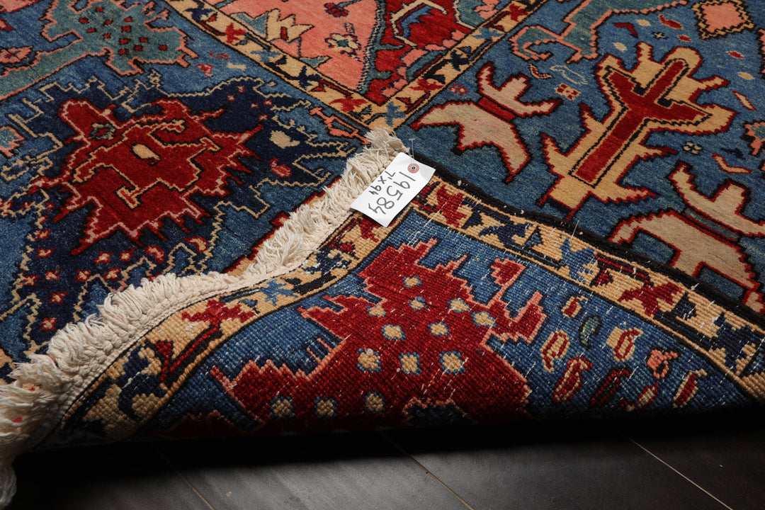 7x9 Red, Blue, Pink Color Hand Knotted Kazak Wool Arts & Crafts Oriental Rug