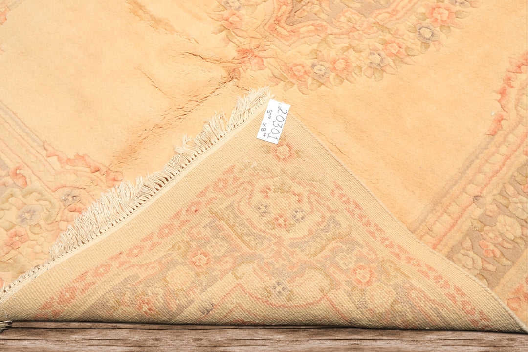 6x9 Tan, Blush, Taupe Color Hand Knotted Indo Kerman Wool Traditional Oriental Rug