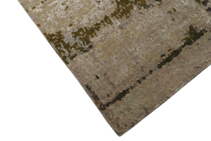 6x9 Beige, Taupe, Green Color Hand Knotted Sherpa Wool &amp; Bamboo Silk Modern Oriental Rug
