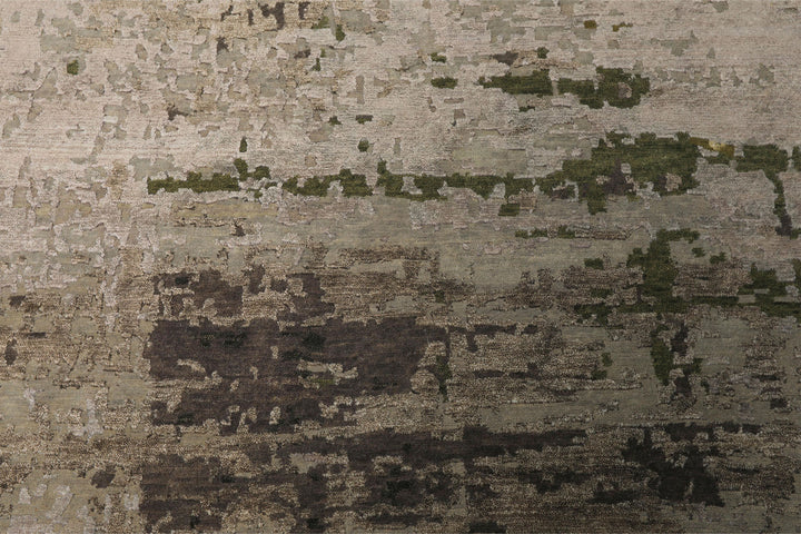 6x9 Beige, Taupe, Green Color Hand Knotted Sherpa Wool &amp; Bamboo Silk Modern Oriental Rug