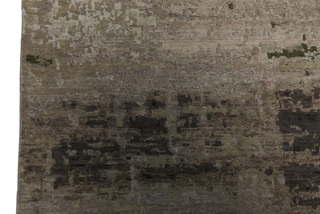 6x9 Beige, Taupe, Green Color Hand Knotted Sherpa Wool &amp; Bamboo Silk Modern Oriental Rug