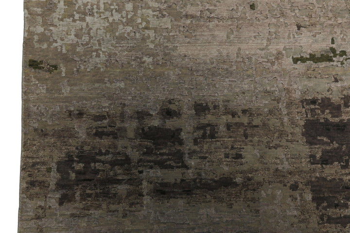 6x9 Beige, Taupe, Green Color Hand Knotted Sherpa Wool &amp; Bamboo Silk Modern Oriental Rug