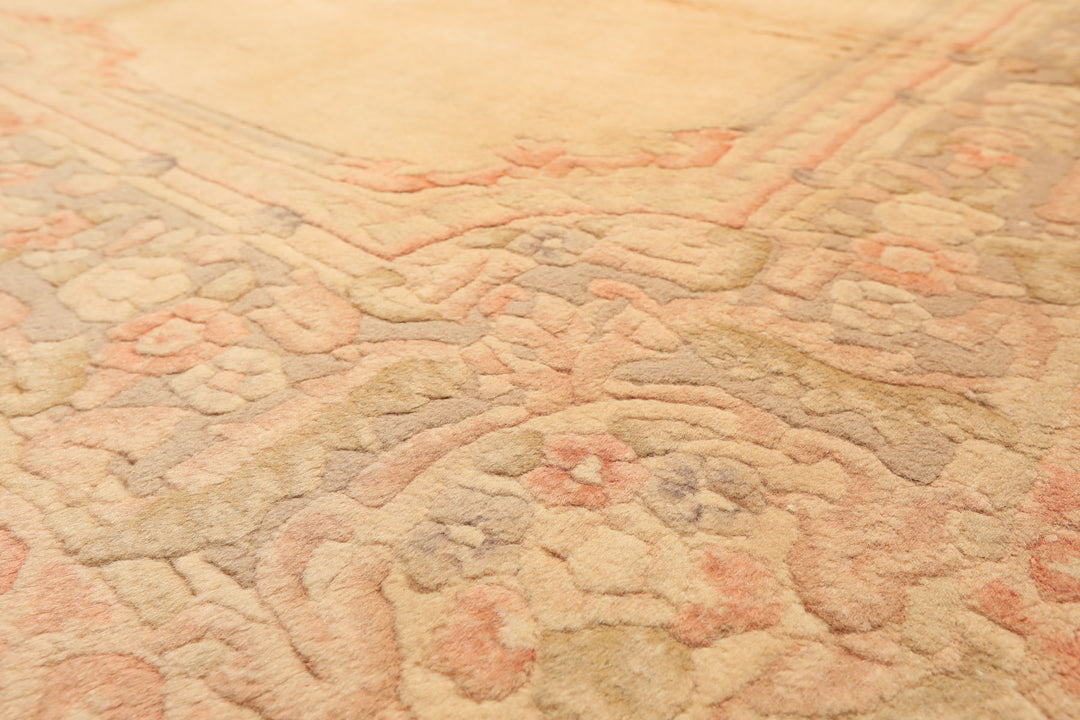 6x9 Tan, Blush, Taupe Color Hand Knotted Indo Kerman Wool Traditional Oriental Rug