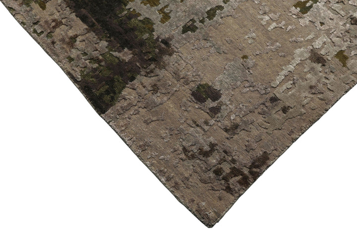 6x9 Beige, Taupe, Green Color Hand Knotted Sherpa Wool &amp; Bamboo Silk Modern Oriental Rug