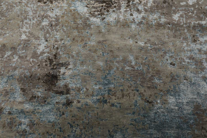 6x9 Gray, Aqua, Brown Color Hand Knotted Sherpa Wool &amp; Bamboo Silk Modern Oriental Rug