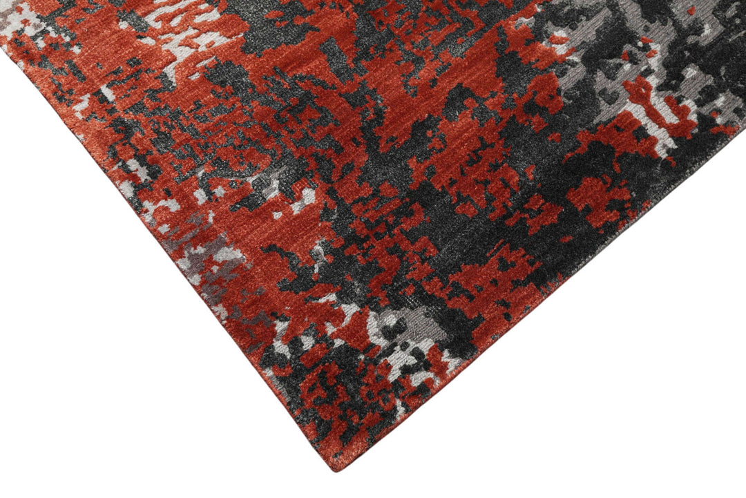 6x9 Ivory, Graphite, Rust Color Hand Knotted Sherpa Wool &amp; Bamboo Silk Modern Oriental Rug