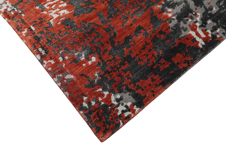 6x9 Ivory, Graphite, Rust Color Hand Knotted Sherpa Wool &amp; Bamboo Silk Modern Oriental Rug