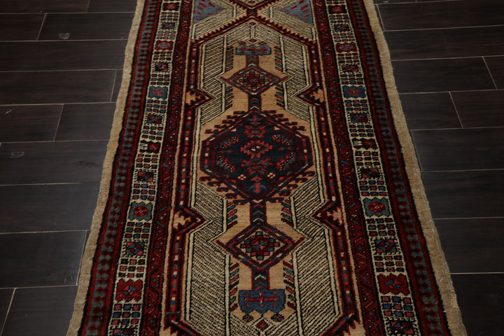 3x14 Beige, Rust, Red Color Hand Knotted Antique Herati Wool Traditional Oriental Rug